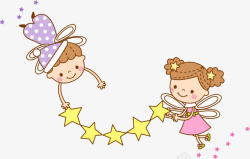 高兴的小孩拉着星星的孩子高清图片