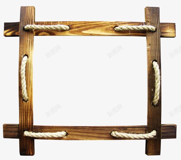 棕色木架绳子png免抠素材_88icon https://88icon.com 木板 木架 棕色木框 绳子