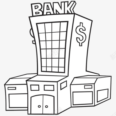 手绘简单银行外观图标图标