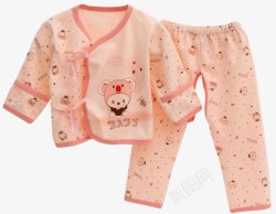 女童粉色长袖和尚服婴儿内衣套装素材