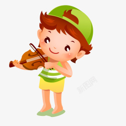 拉小提琴的儿童人物矢量图素材