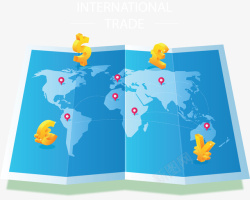 世界地图国际贸易矢量图素材