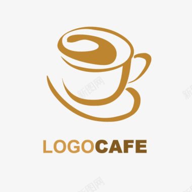 正宗小麻花咖啡厅logo黄色一杯咖啡图标图标