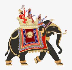 卡通印度大象和贵族素材
