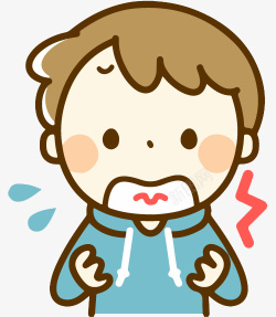 感冒症状手绘卡通小男孩咳嗽高清图片