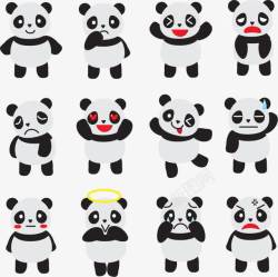 发怒熊猫可爱熊猫情绪图矢量图高清图片