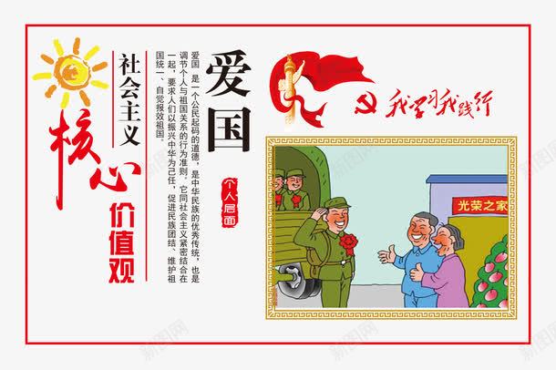 核心价值观爱国png免抠素材_88icon https://88icon.com 价值观漫画 我学习 我践行 核心价值观 爱国 社会主义