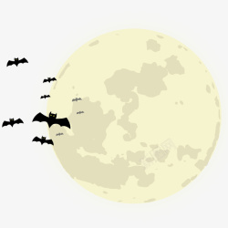 万圣节月亮蝙蝠手绘素材