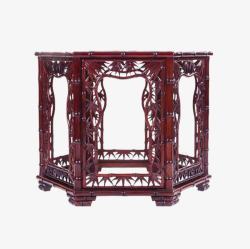 古典家具桌子竹子花纹镂空侧面免素材