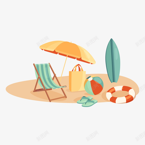 卡通风格夏天沙滩png免抠素材_88icon https://88icon.com 休闲 凉爽 卡通 卡通风格 夏天 娱乐 度假 沙滩 清新 运动 阳光