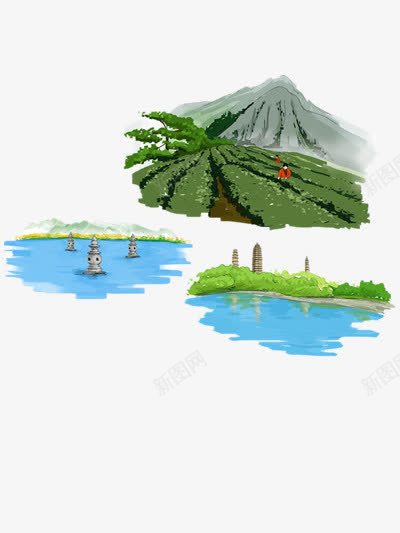 杭州风景png免抠素材_88icon https://88icon.com 大山 旅游 茶叶制作 西湖 采茶