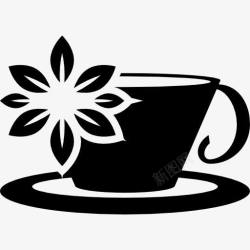 茶叶杯丁香茶杯花图标高清图片