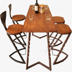 美式乡村咖啡桌复古酒吧桌椅高清图片