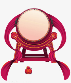 红色中国风擂鼓装饰图案素材