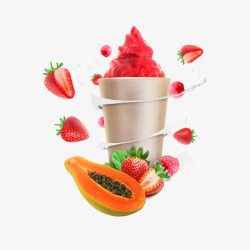 草莓果汁冰沙杯素材