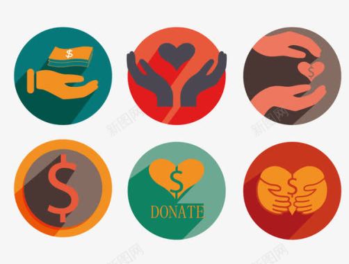 社会爱心募捐慈善捐赠活动圆形扁平图标图标
