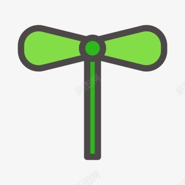 绿色手绘线稿竹蜻蜓元素图标图标