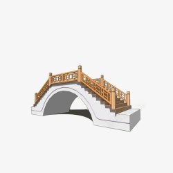 护栏模型仿古中式木栏杆拱桥高清图片