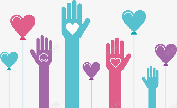 彩色手掌爱心矢量图eps免抠素材_88icon https://88icon.com 伸出援手 国际慈善日 慈善募捐 慈善日 爱心 爱心气球 矢量png 矢量图