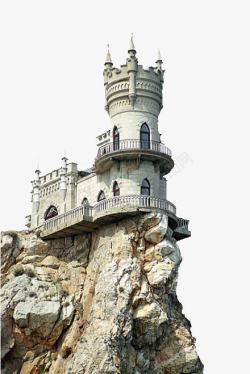 悬崖上的白色城堡素材