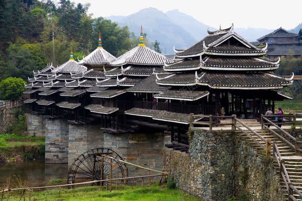 三江程阳风雨桥五psd免抠素材_88icon https://88icon.com 名胜古迹 旅游风景 著名建筑