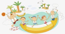 漂流卡通小船欢乐暑假高清图片