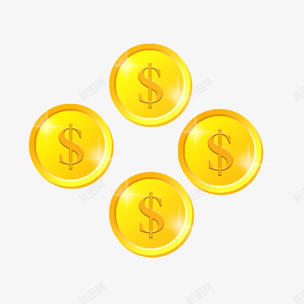 黄色金币psd免抠素材_88icon https://88icon.com 圆形 金币 黄色