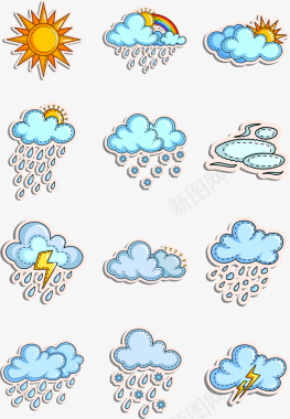 气象标志卡通手绘气象标志图标图标