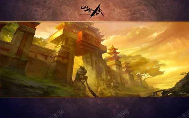 中国风玄幻游戏大门海报背景背景