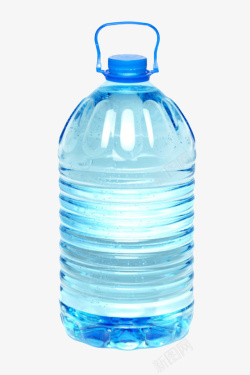 装水的瓶子透明解渴蓝色盖子提手塑料瓶饮用高清图片