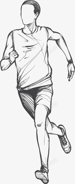 马拉松手绘跑步的男人素材