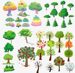矢量树木合集各种卡通小树合集高清图片