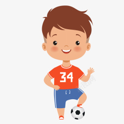 足球海报手绘卡通人物踢足球的儿童高清图片