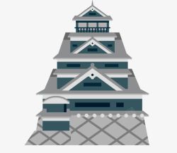 日本民居建筑卡通装饰元素矢量图素材
