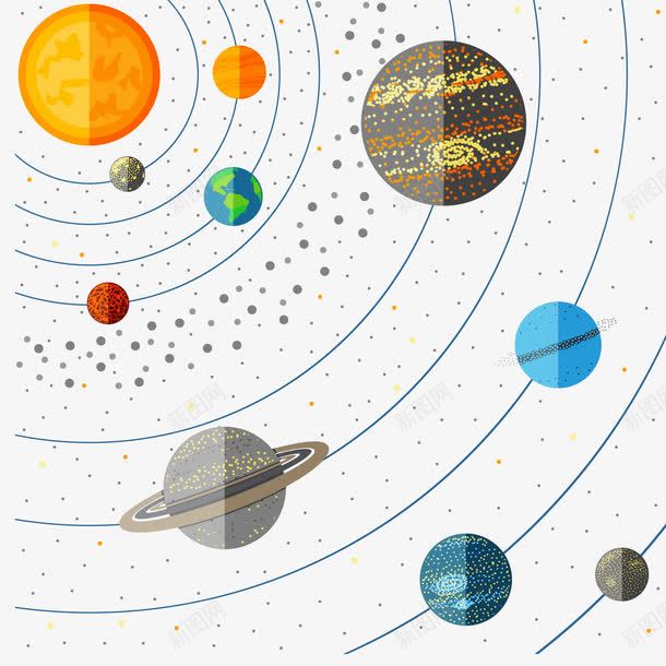 手绘扁平化太阳系png免抠素材_88icon https://88icon.com 九大行星 卡通 地球 太阳系 宇宙 扁平化 手绘 规律