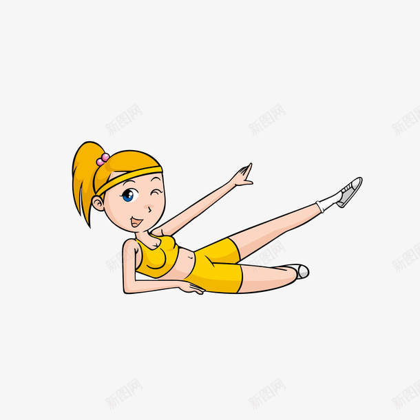卡通躺着练腿部肌肉的女士png免抠素材_88icon https://88icon.com 减肥塑形 躺着的女孩 锻炼腿部肌肉 高抬腿