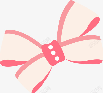 蝴蝶免扣元素粉色扁平化圆弧蝴蝶结元素矢量图图标图标
