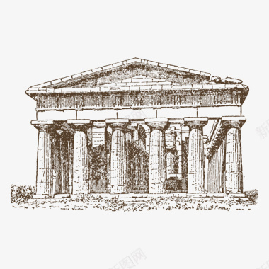 雅典神庙神庙建筑旅游景点手绘矢量图图标图标
