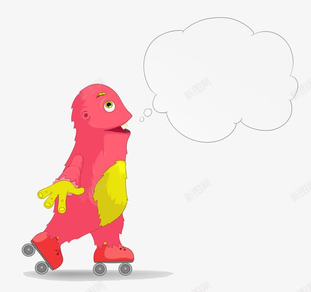 溜冰的红脸怪png免抠素材_88icon https://88icon.com 卡通 提示信息 提示框 文字底框 文字框 文字气泡 文字泡 泡泡框 溜冰 聊天气泡