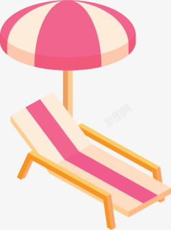 粉色条纹沙滩躺椅矢量图素材