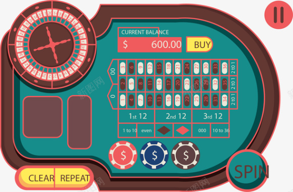 卡通赌钱游戏台桌矢量图图标图标