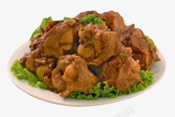 酱猪脚肉生菜在白色盘子里面还有几块肉质高清图片