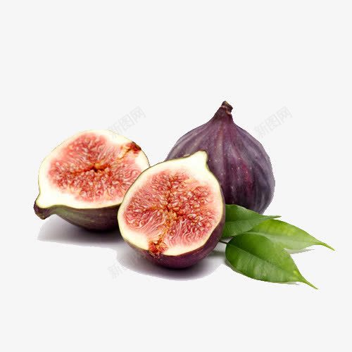 无花果png免抠素材_88icon https://88icon.com 果肉 紫色 绿叶 美味