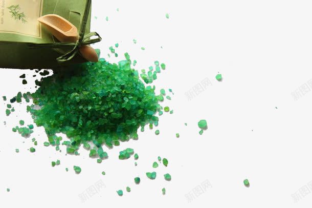 绿色海盐png免抠素材_88icon https://88icon.com 包装纸 小铲子 晶体 海盐 盐晶 绿色 颗粒