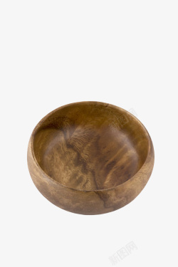 深棕色容器圆形空的木制碗实物素材