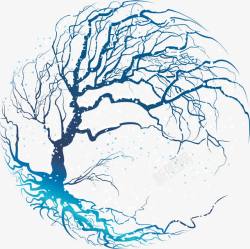 蓝色创意树根装饰画素材