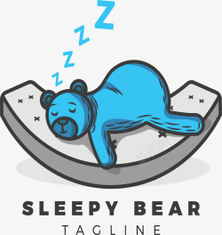 睡觉打呼噜的熊矢量图素材