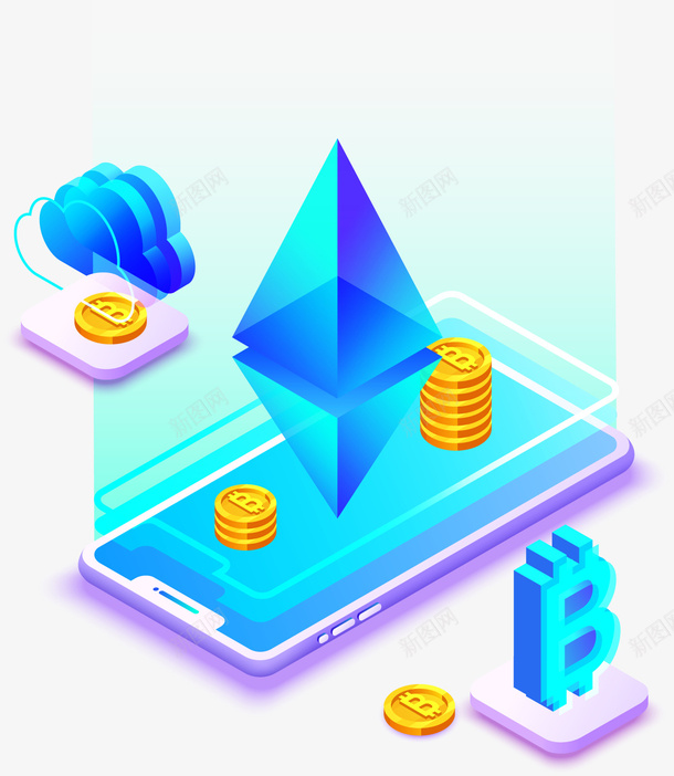 手机金融矢量图eps免抠素材_88icon https://88icon.com 3D PNG免抠图下载 比特币 虚拟 装饰 金币 矢量图