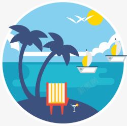 扁平化椰子树夏日海滩度假icon图标高清图片