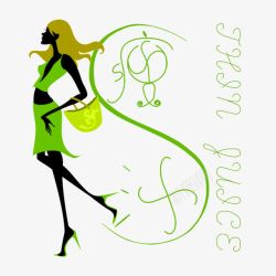 曲线美减肥logo绿色美女图标高清图片